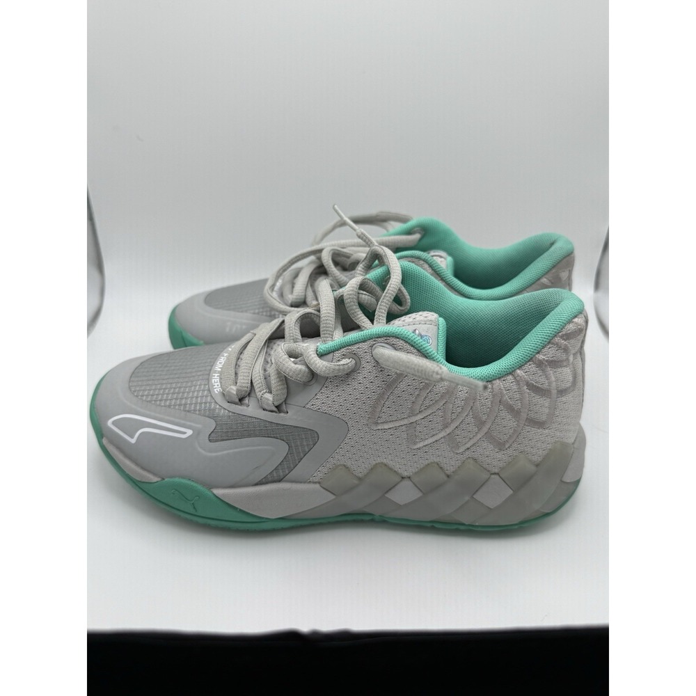 Puma Kids LaMelo Ball MB.01 UFO Grey Teal Basketball Sneakers Size 4.5Y